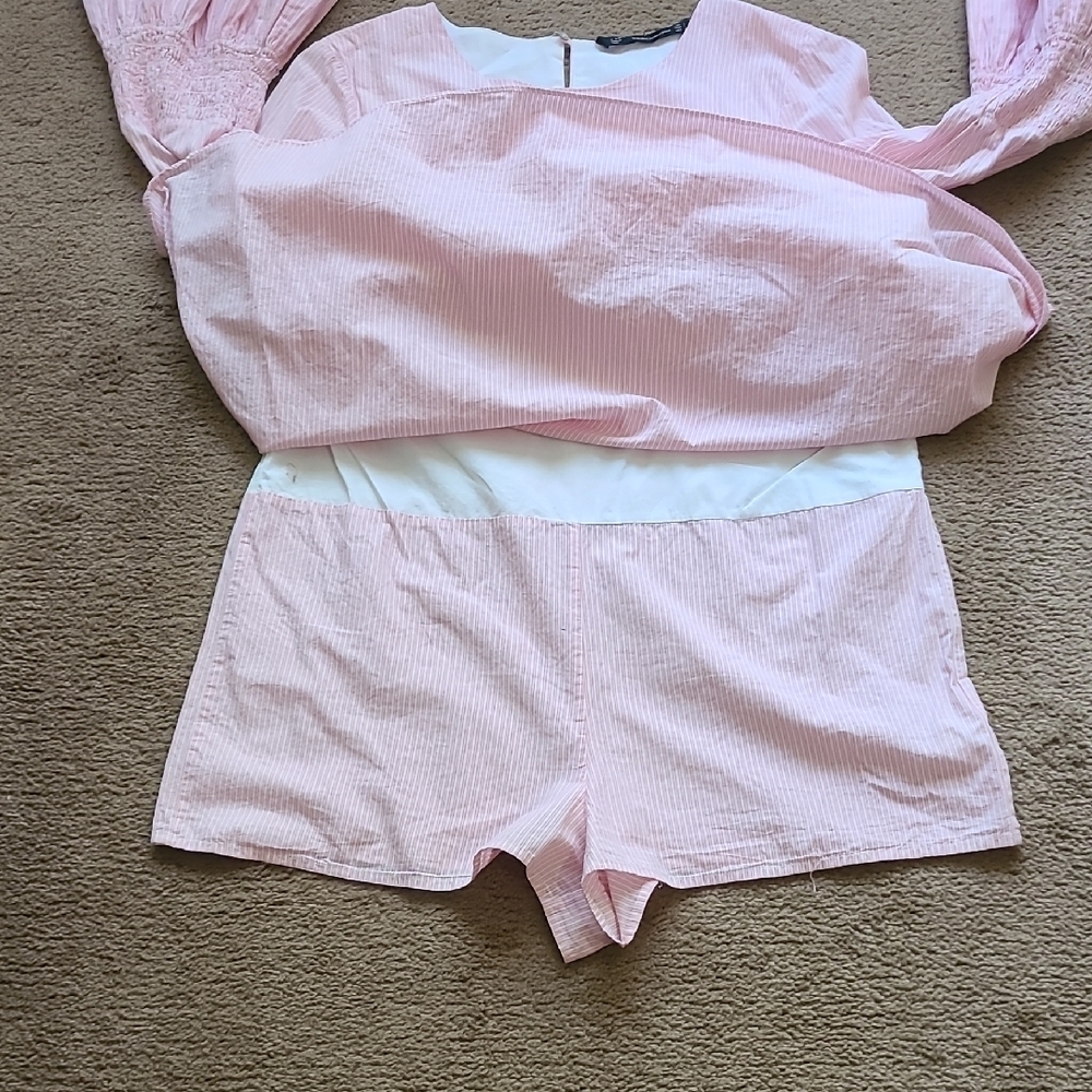 Zara Light Pink Bell Sleeve Blouse 100% Cotton - Picture 8 of 12